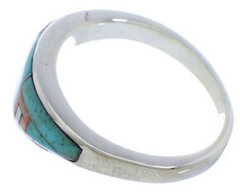 Sterling Silver Multicolor Turquoise Inlay Ring Size 6-3/4 VX36751